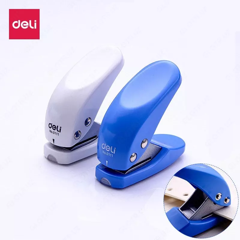 Канцелярский мини-дырокол "Deli" одно отверстие, 10 листов (Арт. - 0111)