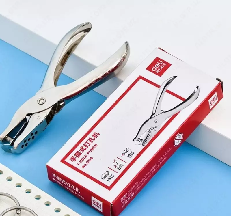 Стальной Дырокол-плоскогубцы "Deli START" одно отверстие, 8 листов (Арт. - 0114)