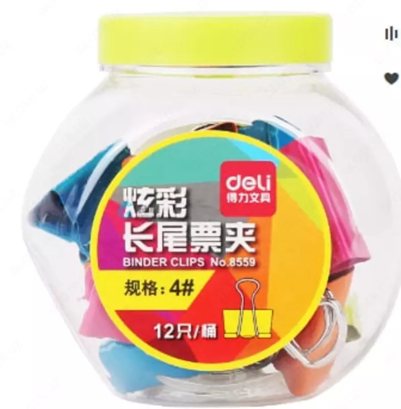 "Deli" qog'ozlari uchun metall qisqich 19 mm (Art.- 8558)