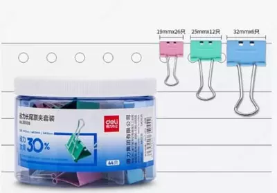 Металлический Зажим для бумаг "Deli" легкое нажатие 19, 25, 32 мм (Арт.- 8550S)