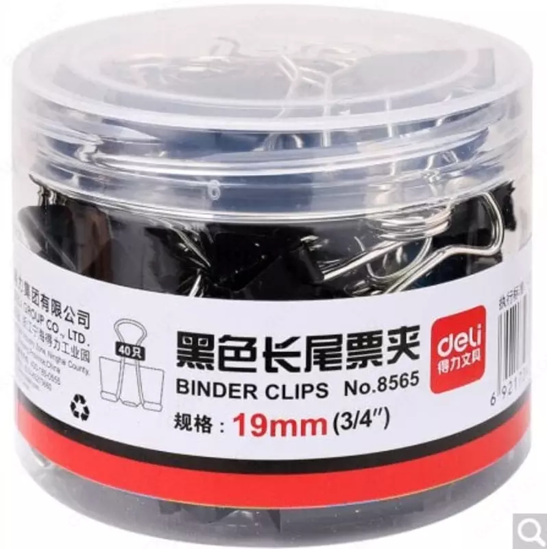 Металлический Зажим для бумаг "Deli" легкое нажатие 19 мм (Арт.- 8565-S)