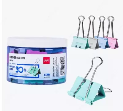 Металлический Зажим для бумаг "Deli" легкое нажатие 32 мм (Арт.- 8553-S)