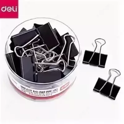 Металлический Зажим для бумаг "Deli" легкое нажатие 32 мм (Арт.- 8563-S)