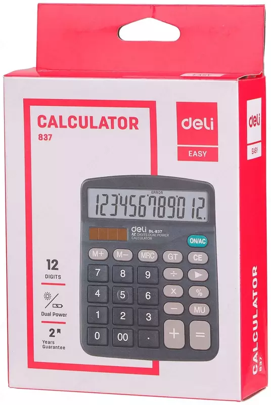 Калькулятор "Deli" 12 - разрядный (Арт. - 837)