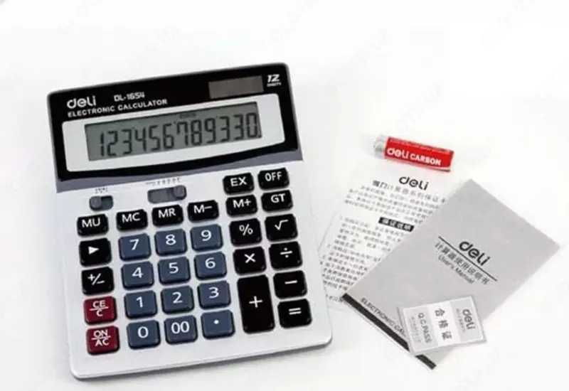 Калькулятор "Deli" 12 - разрядный (Арт. - 1654)