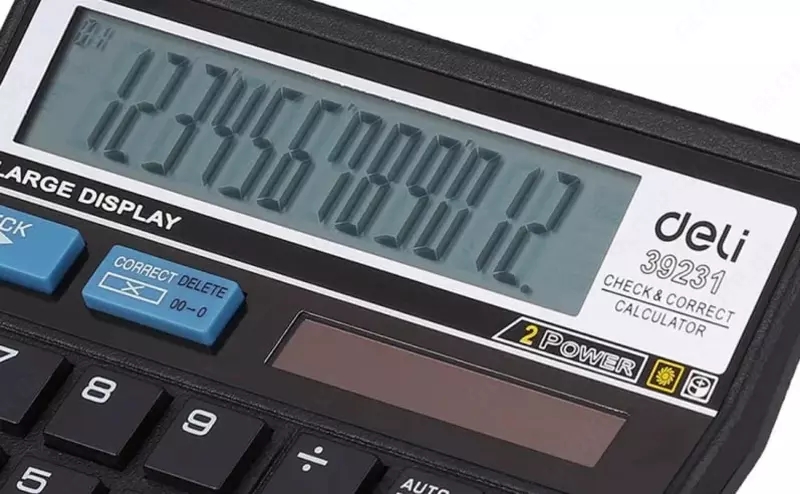 Kalkulyator "Deli" CHECK 12 - raqam (Art. - 39231F-bl)