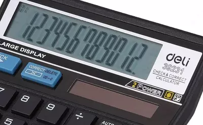 Kalkulyator "Deli" CHECK 12 - raqam (Art. - 39231F-bl)