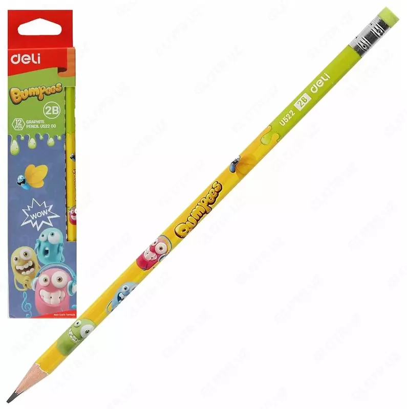 Чернографитный Карандаш "Deli Bumpees" с ластиком 2В (Арт.-52200-EU)