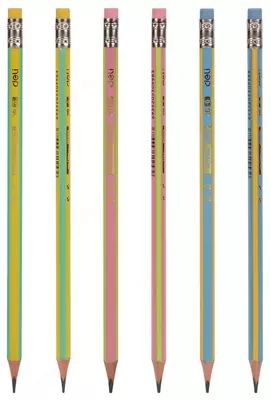 Qora qo'rg'oshin qalam "Deli POP" o'chirgichli 2B (Art.-52600-EU) Assortiment