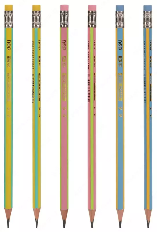 Qora qo'rg'oshin qalam "Deli POP" o'chirgichli 2B (Art.-52600-EU) Assortiment