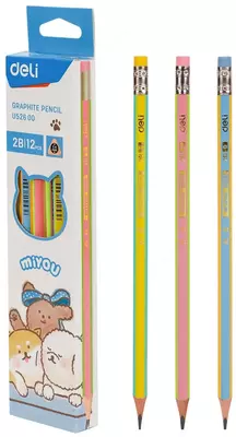 Qora qo'rg'oshin qalam "Deli POP" o'chirgichli 2B, T50 (Art.-52600-EU) Assortiment