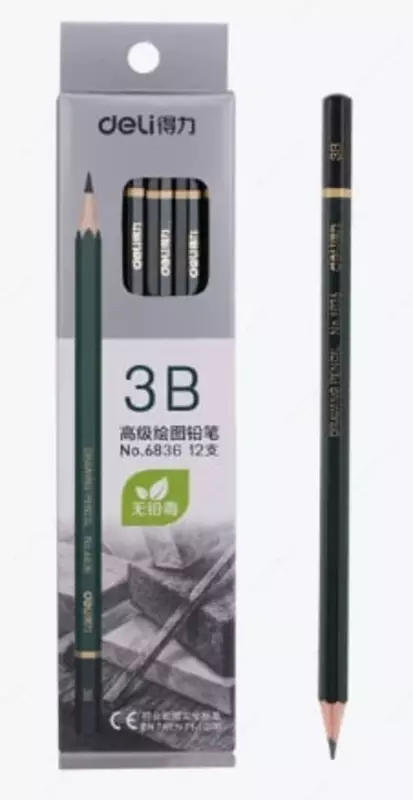 Qora qo'rg'oshin qalam "Deli" 3B (Art.-6836)