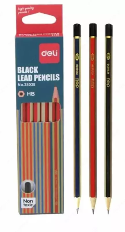 Qora qo'rg'oshin qalam HB "Deli" (Art.- 38038) Assortiment
