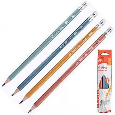 Чернографитный Карандаш "Deli Think" с ластиком НВ (Арт.- 50000-EU)