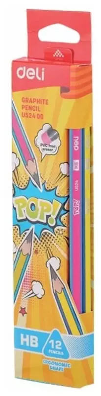 Чернографитный Карандаш "Deli POP" с ластиком НВ (Арт.-52400-EU) Ассортимент
