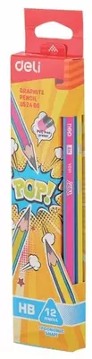 Чернографитный Карандаш "Deli POP" с ластиком НВ (Арт.-52400-EU) Ассортимент
