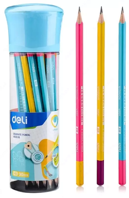 Чернографитный Карандаш "Deli U-TOUCH" с ластиком НВ (Арт.- 53006-EU)