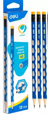 Qora qo'rg'oshin qalam "Deli U-TOUCH" HB o'chirgichli (Art.-016-EC-HB)