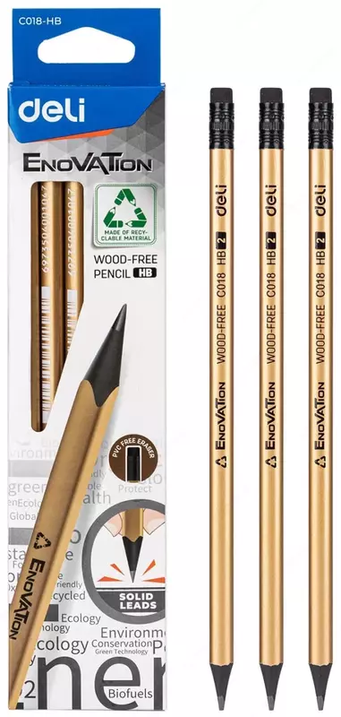 Чернографитный Карандаш "Deli Enovation" с ластиком НВ (Арт.- 018-EC-HB)