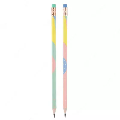 Чернографитный Карандаш "Deli Macaron" с ластиком НВ (Арт.- 54800-EU-M-12pcs) Ассортимент