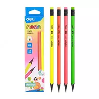 Qora qo'rg'oshin qalam "Deli Neon" HB o'chirgichli (Art.- 54600-EU-12 dona)