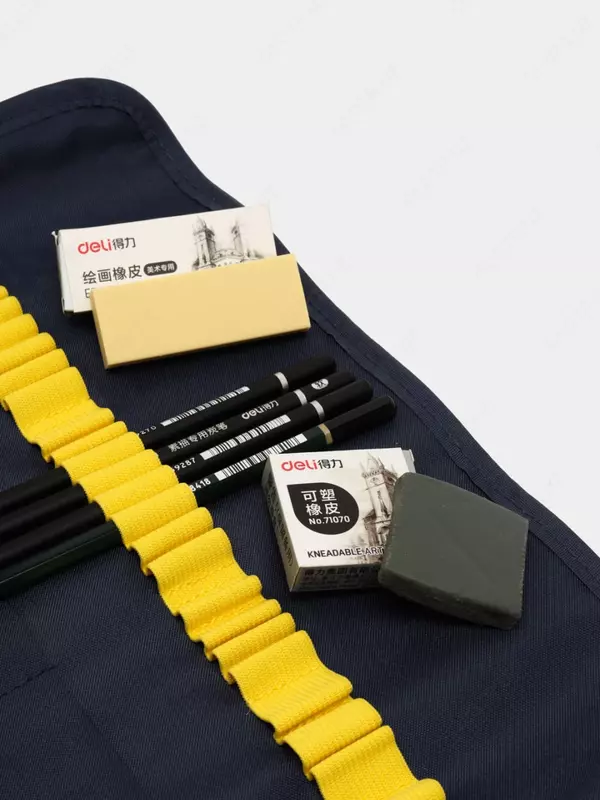 Qo'rg'oshinli qora qalamlar to'plami aksessuarlari "Deli" 2H-12V, 16 dona. (58125-modda)