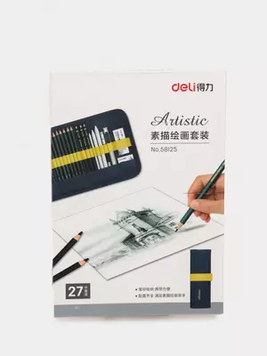 Qo'rg'oshinli qora qalamlar to'plami aksessuarlari "Deli" 2H-12V, 16 dona. (58125-modda)