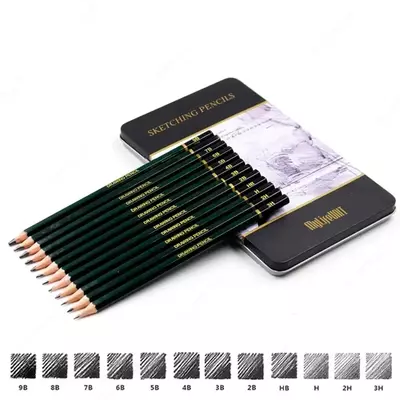 Набор Чернографитных Карандашей "Deli" 3Н-9В, 12 шт. (Арт.- 949-S)