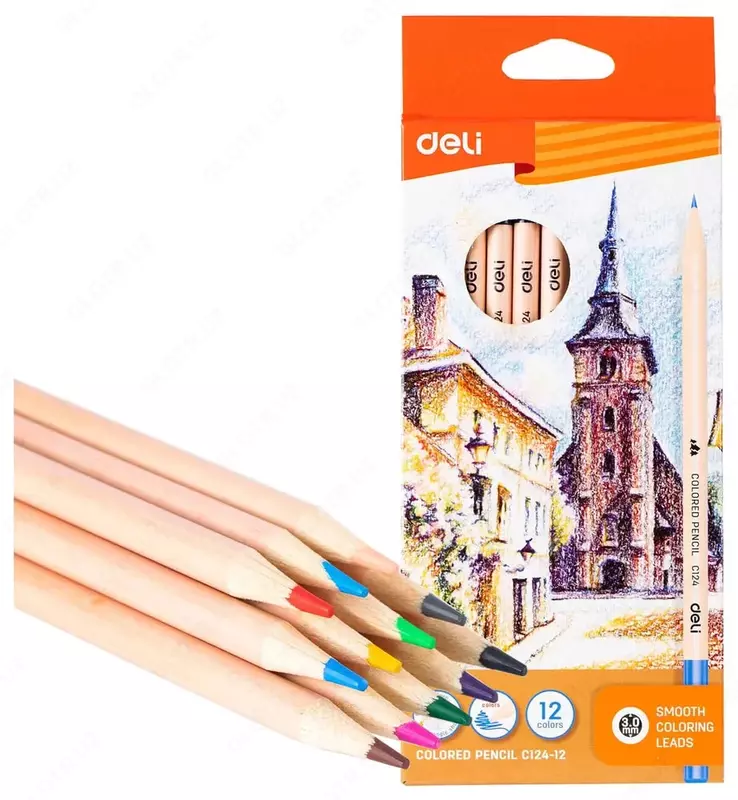 Набор цветных карандашей "Deli" 12 цветов (Арт.- 124-12-CC)