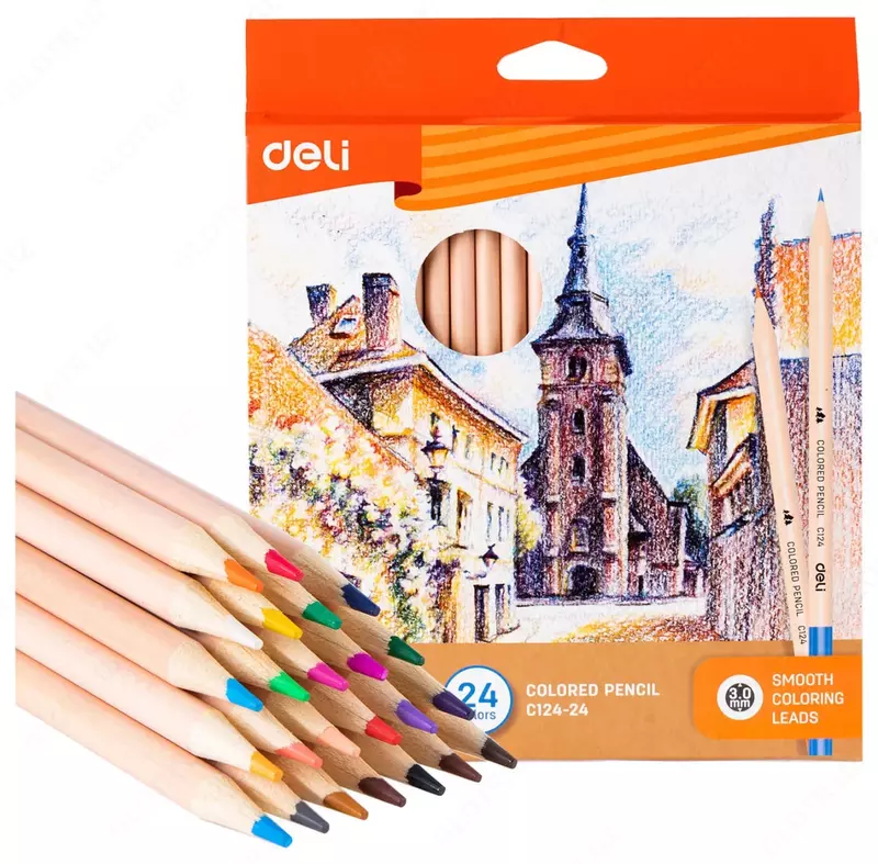 Rangli qalamlar to'plami "Deli" 24 rang (Art.- 124-24-CC)