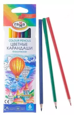 Набор цветных карандашей Гамма "Классические" 6 цветов (Арт.- 050918_01)