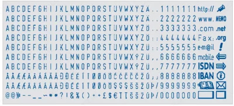 Marka qutisi-harflari "Colop" 2,5 mm, SET02, eng. (- 114678-modda)