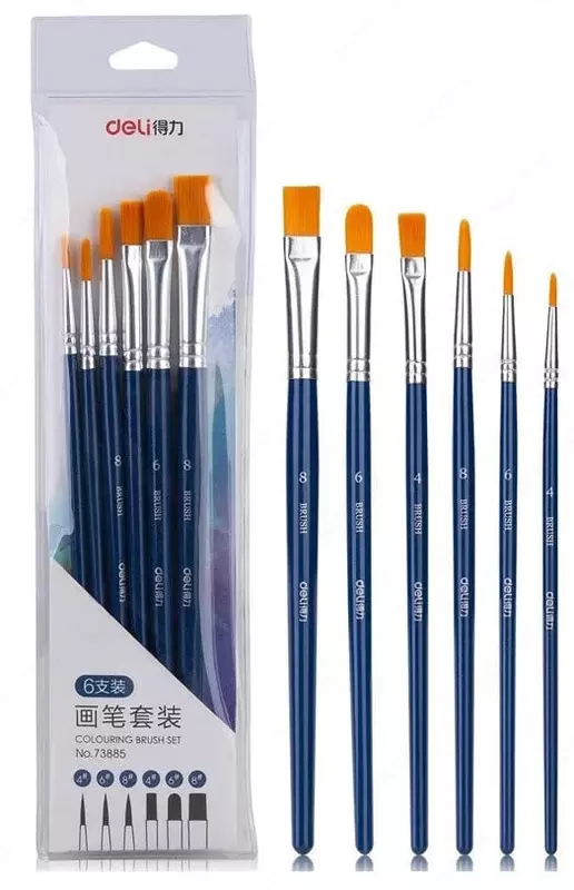 Набор кистей "Deli" нейлон, 6 шт (Арт. - 73885)