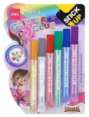 Клей-гель Deli "Explora" с блестками 12 мл., 6 шт. (Арт. - 71101-EA)