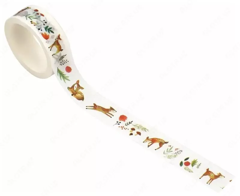 Клейкая декоративная лента "MESHU" Cute deer 1.5 см (Арт.- MS_36875)