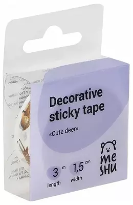 Клейкая декоративная лента "MESHU" Cute deer 1.5 см (Арт.- MS_36875)