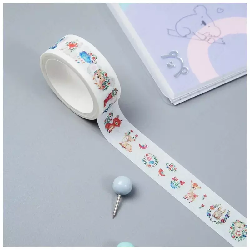 Клейкая декоративная лента MESHU "Cute toys" 1.5 см (Арт.- MS_36881)