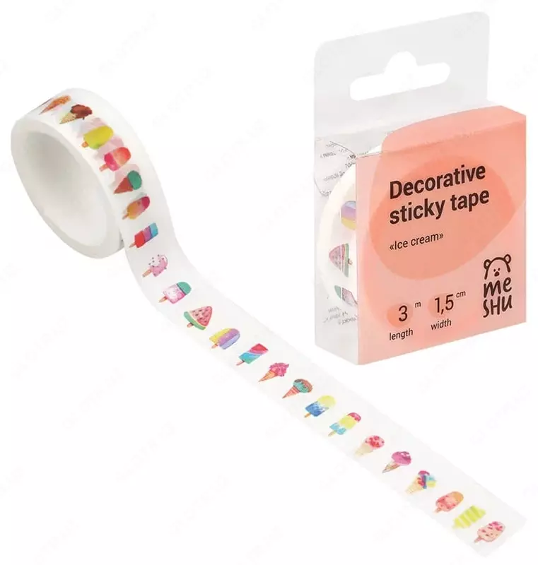 Клейкая декоративная лента MESHU "Ice cream" 1.5 см (Арт.- MS_36877)