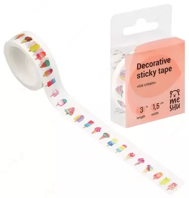 Клейкая декоративная лента MESHU "Ice cream" 1.5 см (Арт.- MS_36877)