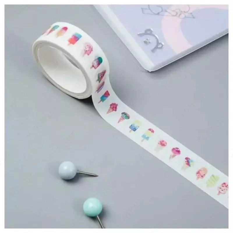 Клейкая декоративная лента MESHU "Ice cream" 1.5 см (Арт.- MS_36877)