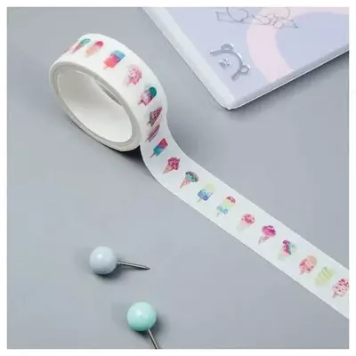 Клейкая декоративная лента MESHU "Ice cream" 1.5 см (Арт.- MS_36877)