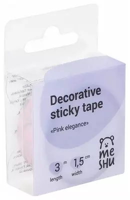 Клейкая декоративная лента MESHU "Pink elegance" 1.5 см (Арт.- MS_36869)