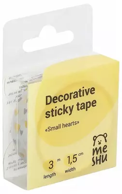 Клейкая декоративная лента MESHU "Small hearts" 1.5 см (Арт.- MS_36867)