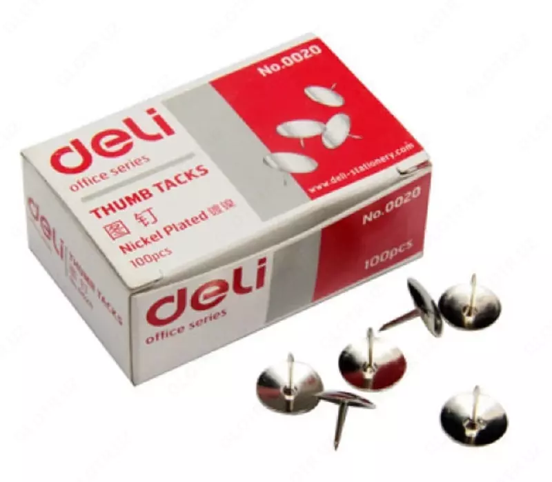 Канцелярские кнопки-гвоздики "Deli" 100 шт. (Арт. - 0020)