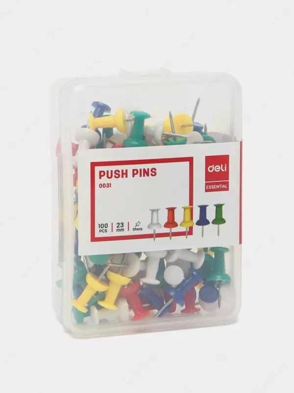 Канцелярские силовые кнопки-гвоздики "Deli" 100 шт. (Арт. - 0031)