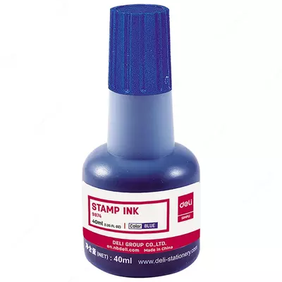 Краска штемпельная "Deli" 40 мл. (Арт. - 9874bl) Синяя