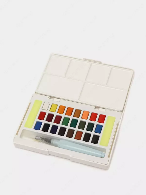 Сухие Акварельные краски "Deli" с кисточкой (24 цвета) Арт. - 73889