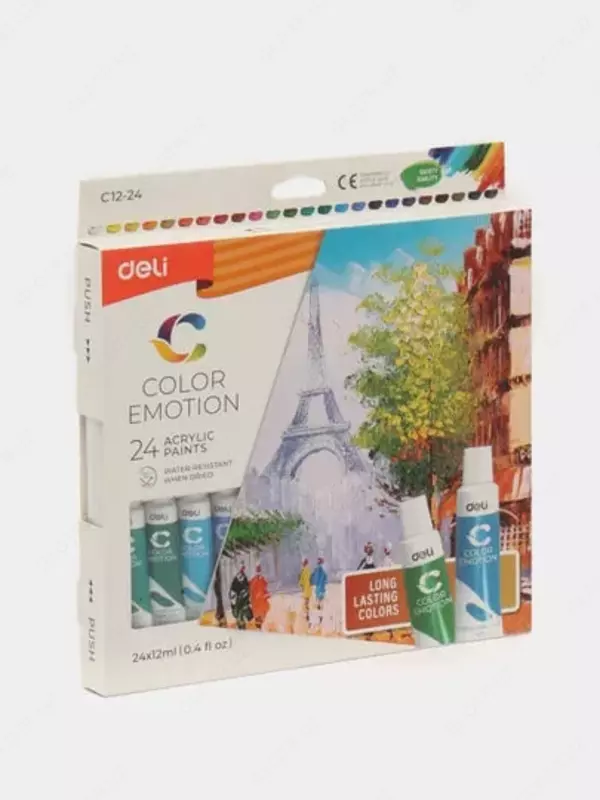 Art akril bo'yoq "Deli" kolbasi 12 ml/24 kol. (m. - 12-24-C)