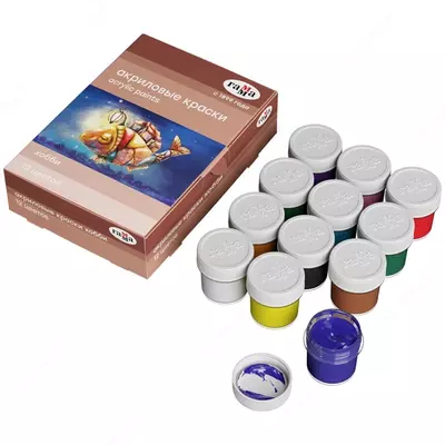 Декоративные акриловые краски Гамма "Хобби" 12 цв/20 мл. (Арт. - 3012198)