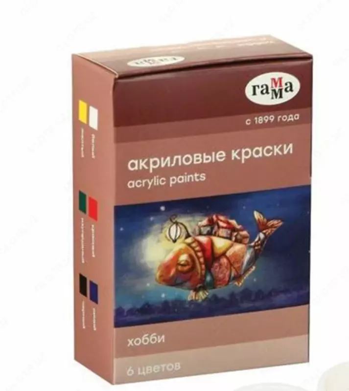 Декоративные акриловые краски Гамма "Хобби" 6 цв/20 мл. (Арт. - 3012196)
